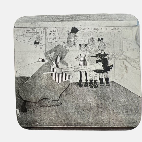 Antique Magic Lantern Glass Slide with Cartoon Comic Strip Image Black and White - Picture 2 of 3